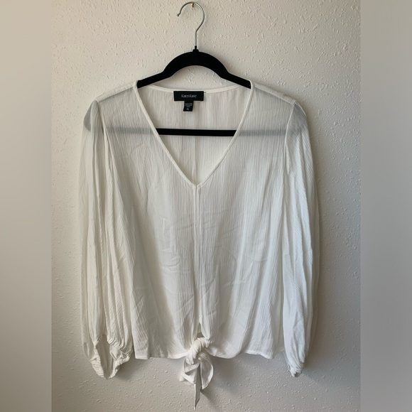 Karen Kane Tie Front Lantern Sleeve Top in off white size XL - Picture 2 of 4